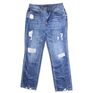 NWOT Ripped Mid-Rise Straight Leg Raw Hem Jeans 31"x31"